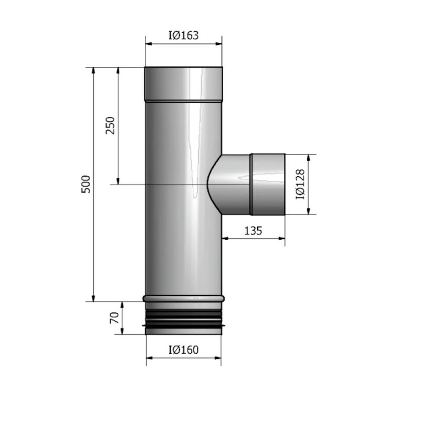GRENRÖR HTKMH HEAT MUFF-NIPPEL AVSTICK MUFF 160-125 MM