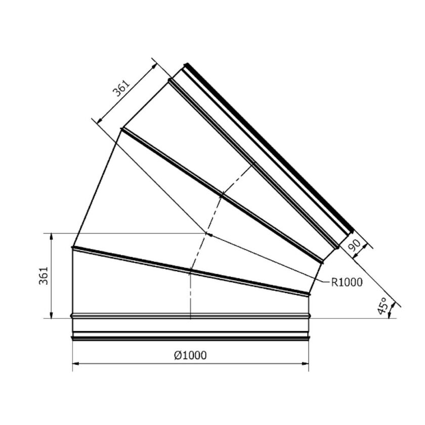 BÖJ 45 GRADER  1000 MM