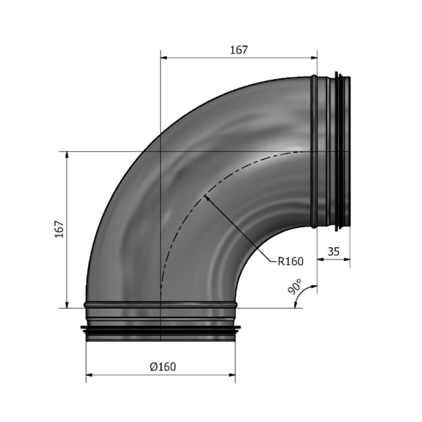 BÖJ 90 GRADER 160 MM