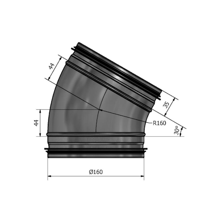 BÖJ 30 GRADER 160 MM