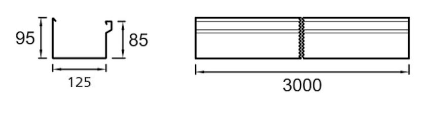 HÄNGRÄNNA REKTANGULÄR PLANNJA VIT 80 125 MM 3 M