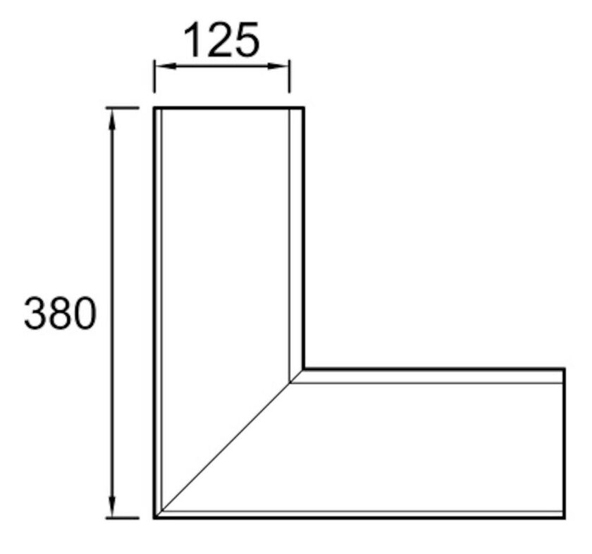 RÄNNVINKEL REKTANGULÄR YTTER 90° PLANNJA MATTSVART 8701 125 MM
