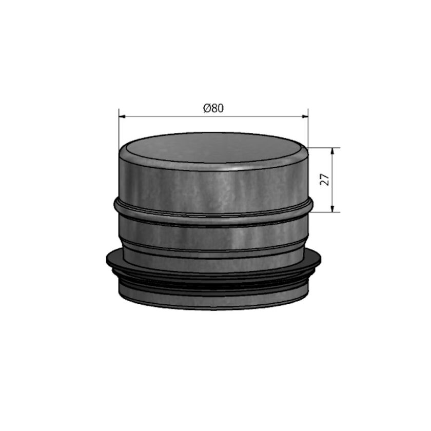BOTTEN NIPPEL HÄL VIT OISOLERAT 80 MM