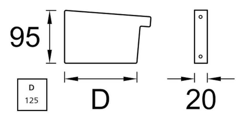 RÄNNGAVEL REKT VÄ PLANNJA VIT 80 125 MM