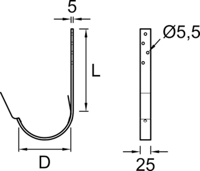 RÄNNKROK LÅNG PLANNJA SVART 01 150 MM