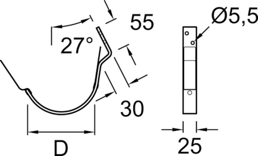 RÄNNKROK 27° PLANNJA ZINKMAGNESIUM LACK 125 MM