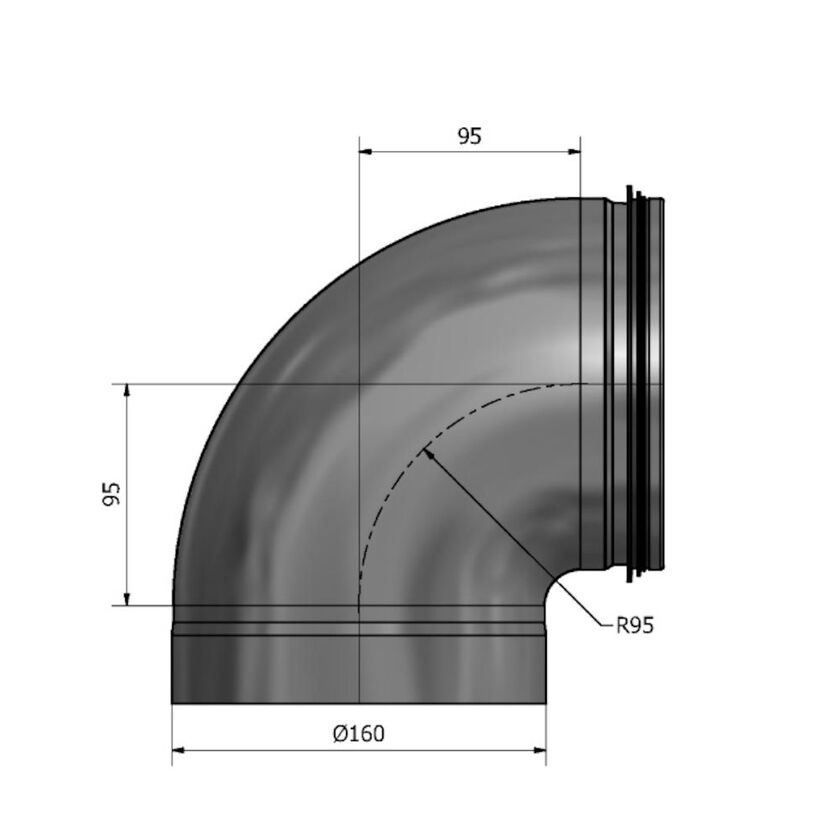 KORTBÖJ HIBKM MUFF-NIPPEL VIT 160 MM