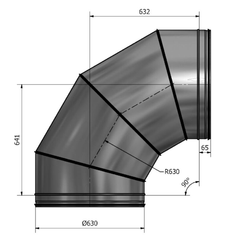 BÖJ HV 90° FZ 630 MM