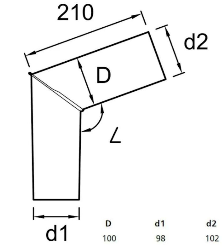 SKARPRÖRSVINKEL 70° PLANNJA ALUMINIUM SVART 01 100 MM