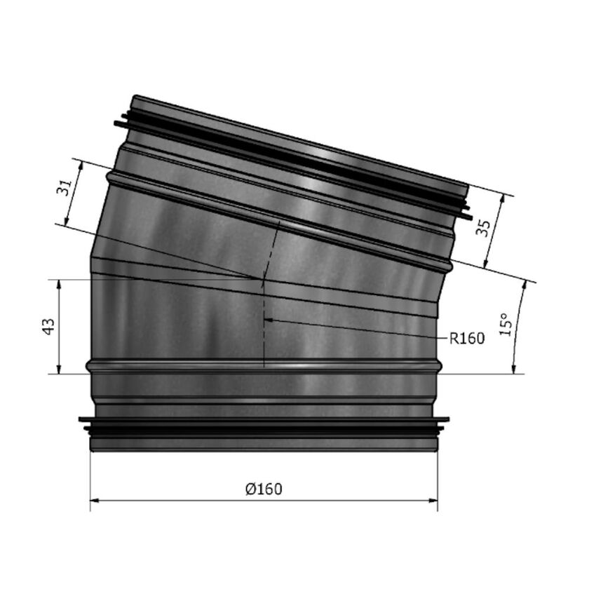 BÖJ 15 GRADER 160 MM