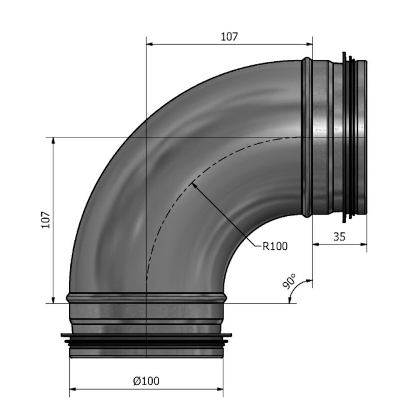 BÖJ 90 GRADER 100 MM VITLACK