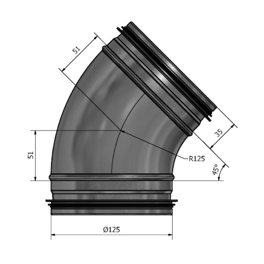 BÖJ 45 GRADER 125 MM