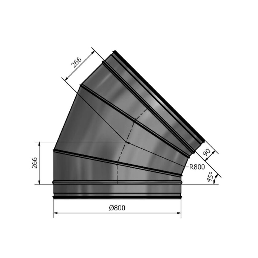 BÖJ 45 GRADER 800 MM