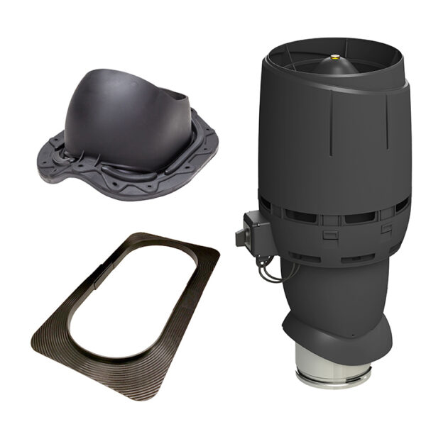 TAKFLÄKTSPAKET FLOW ECO SVART PROFILPANNA 160 MM