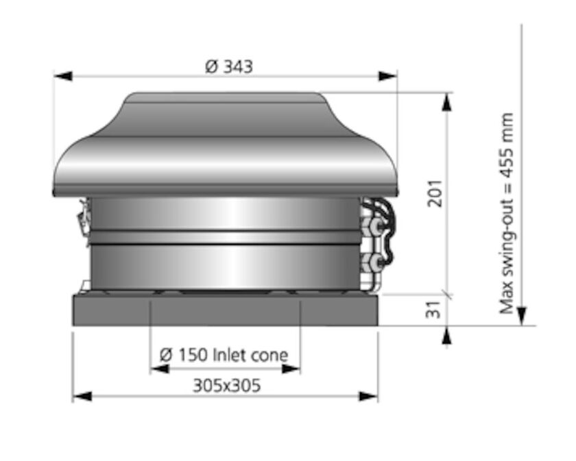 TAKFLÄKT TKS 300 A AC SVART