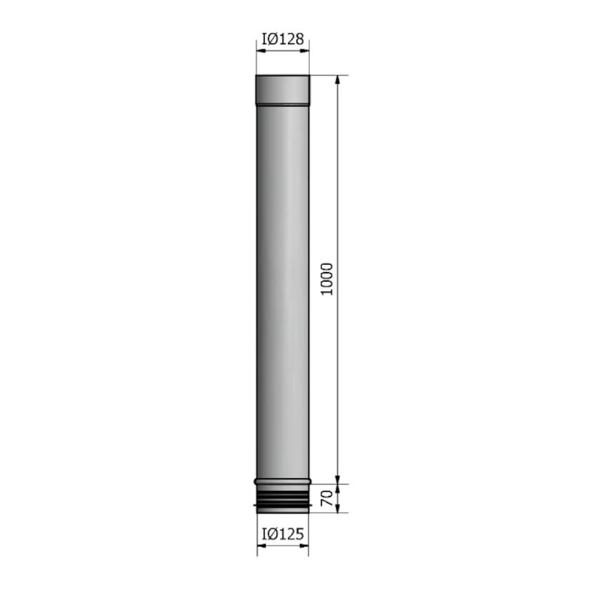 HELSVETSAT RÖR 125 1000MM HEAT