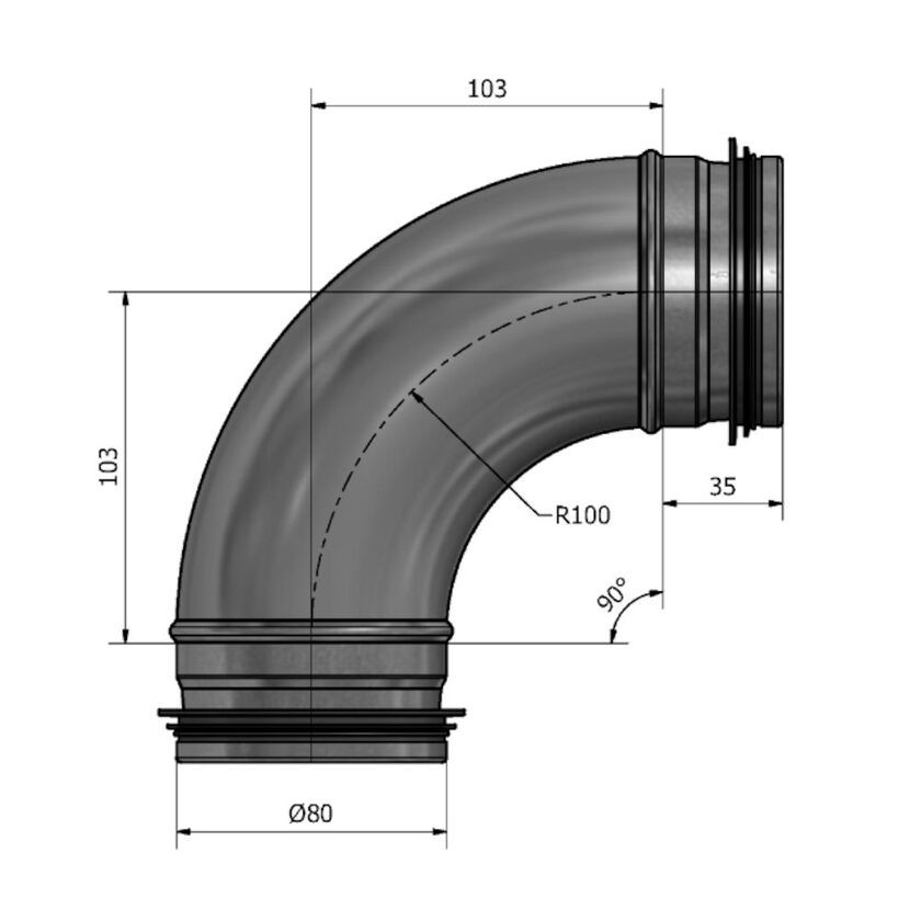 BÖJ HV 90° SF 1.4404 80 MM