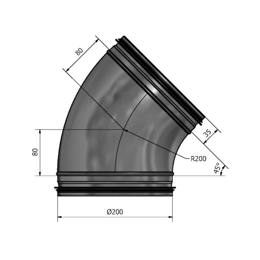 BÖJ HV 45° SF 1.4404 200 MM