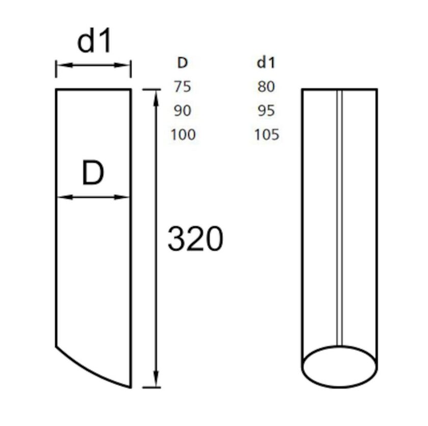 PÅSKJUTSRÖR PLANNJA ALU MÖRKGRÅ 20 75 MM