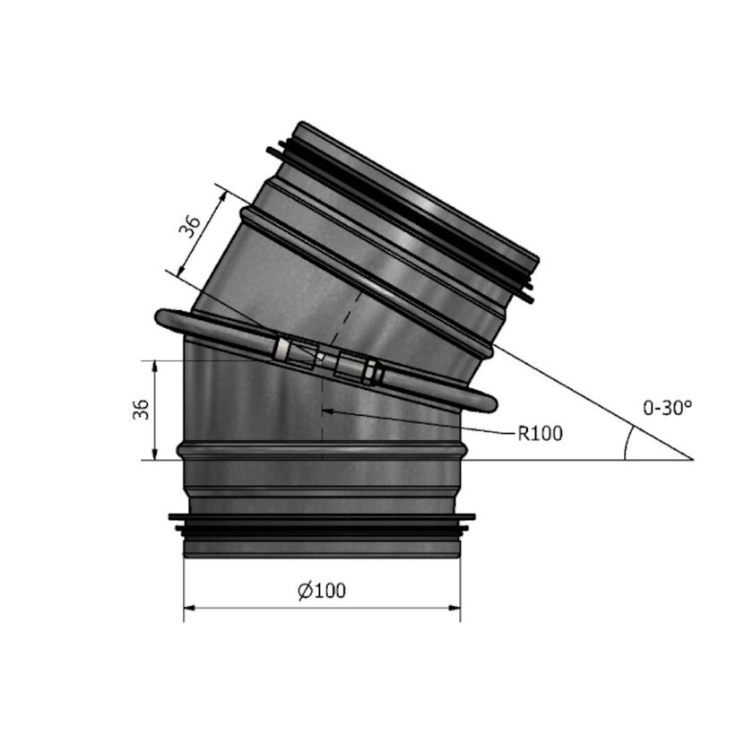 BÖJ STÄLLBAR HVS FZ 0-30 GR 100 MM