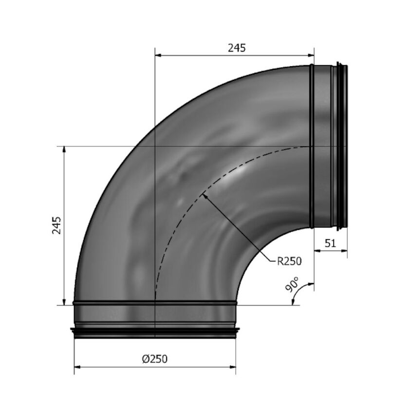 BÖJ 90 GRADER 250 MM