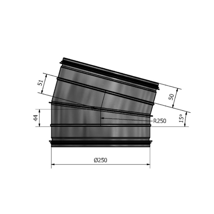 BÖJ 15 GRADER 250 MM