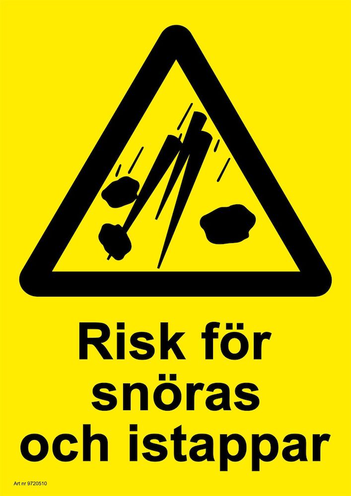 VARNINGSSKYLT SNÖRAS/ISTAPPAR 210x297 mm