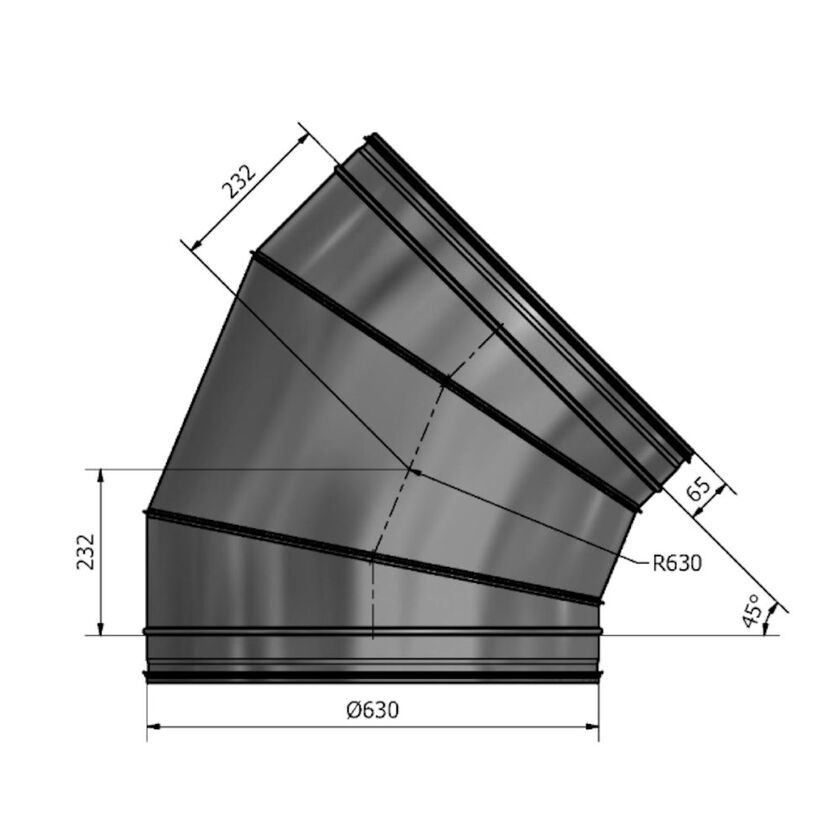 BÖJ 45 GRADER 630 MM