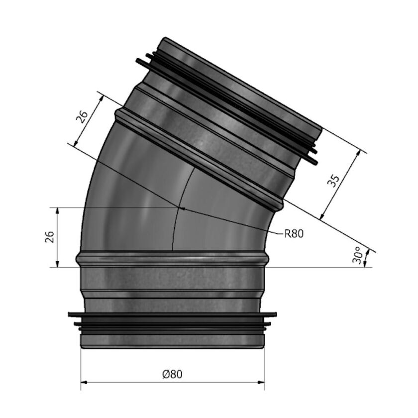 BÖJ 30 GRADER 80 MM