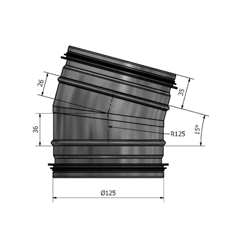 BÖJ 15 GRADER 125 MM