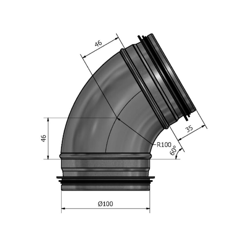 BÖJ HV 60° SF 1.4404 100 MM