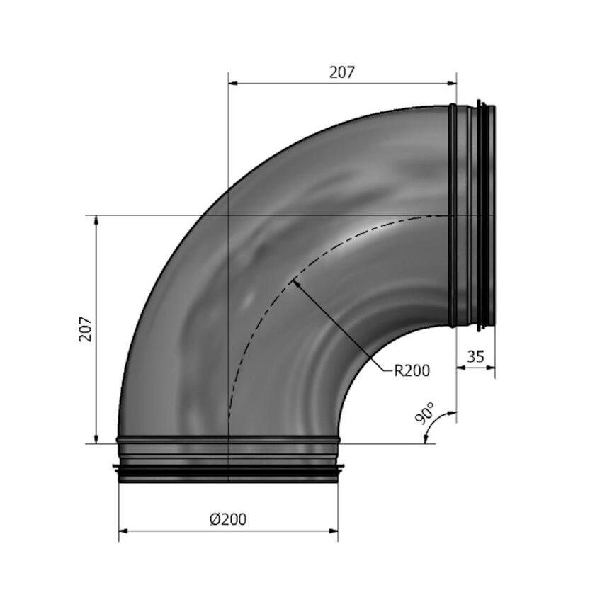 BÖJ 90 GRADER 200 MM