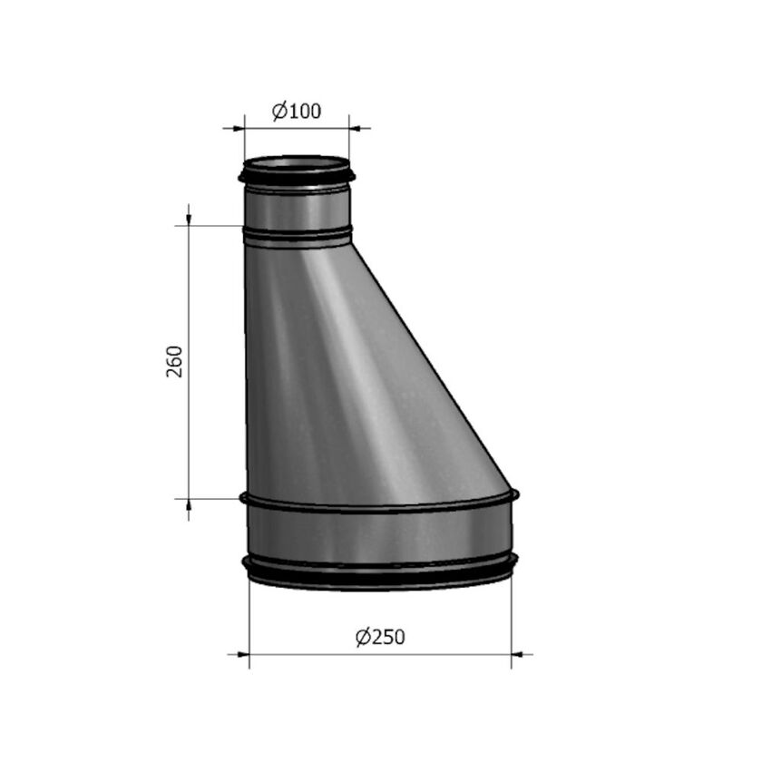 REDUKTION HFB NIPPEL-NIPPEL SF 1.4404 250-100 MM