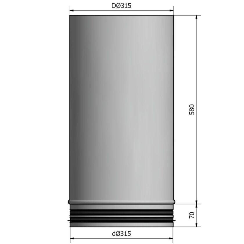 RÖR HELSVETSAT HILMH HEAT NIPPEL LÅNGMUFF 315 MM