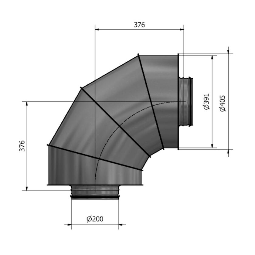 LJUDDÄMPARE BÖJD HTFV 90° 100MM ISOLERING 200 MM