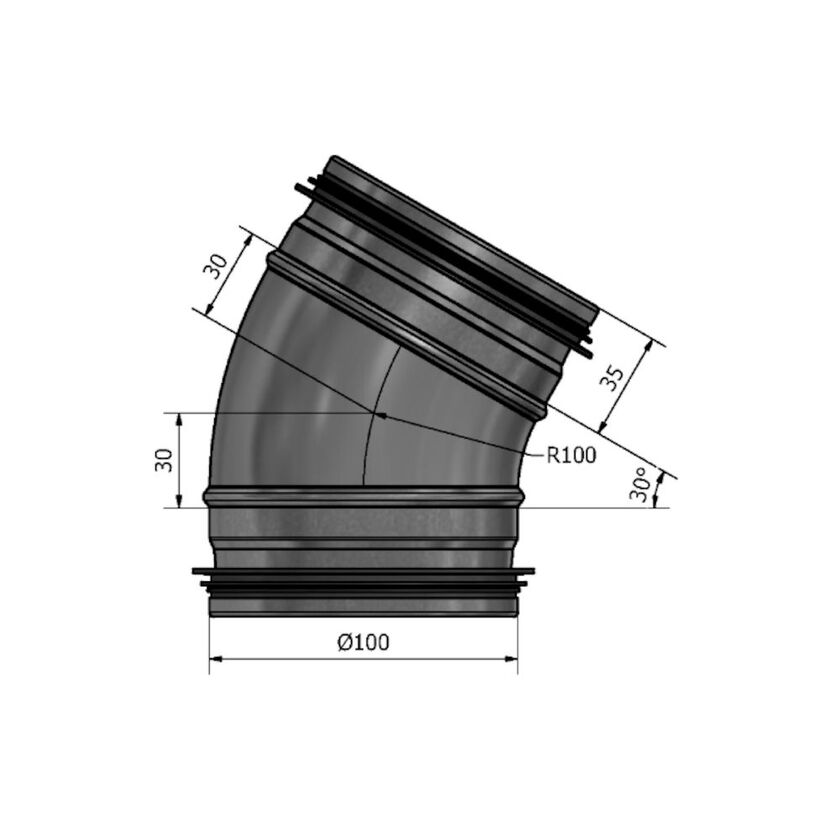 BÖJ 30 GRADER 100 MM