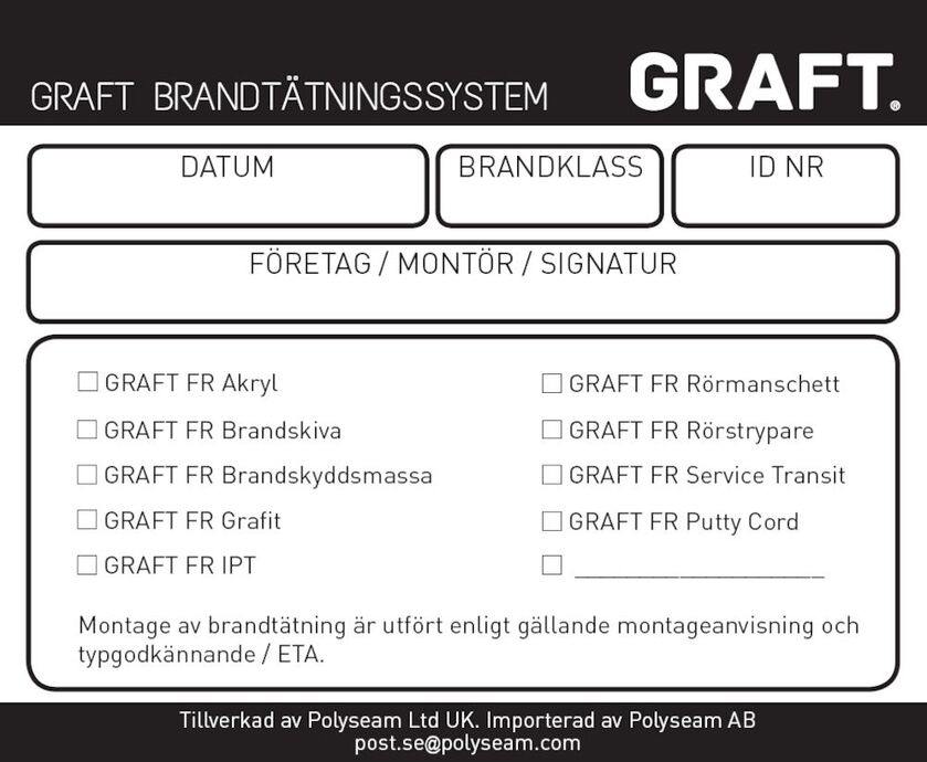 ETIKETT UPPMÄRKNING BRANDTÄTNING GRAFT