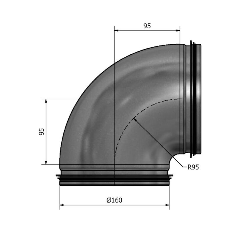 KORTBÖJ HIBK NIPPEL-NIPPEL VIT 160 MM