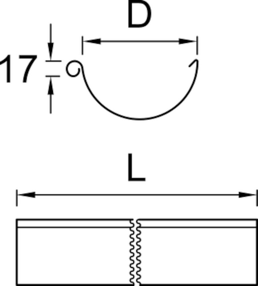 HÄNGRÄNNA PLANNJA ZINKMAGNESIUM 125 MM 5 M
