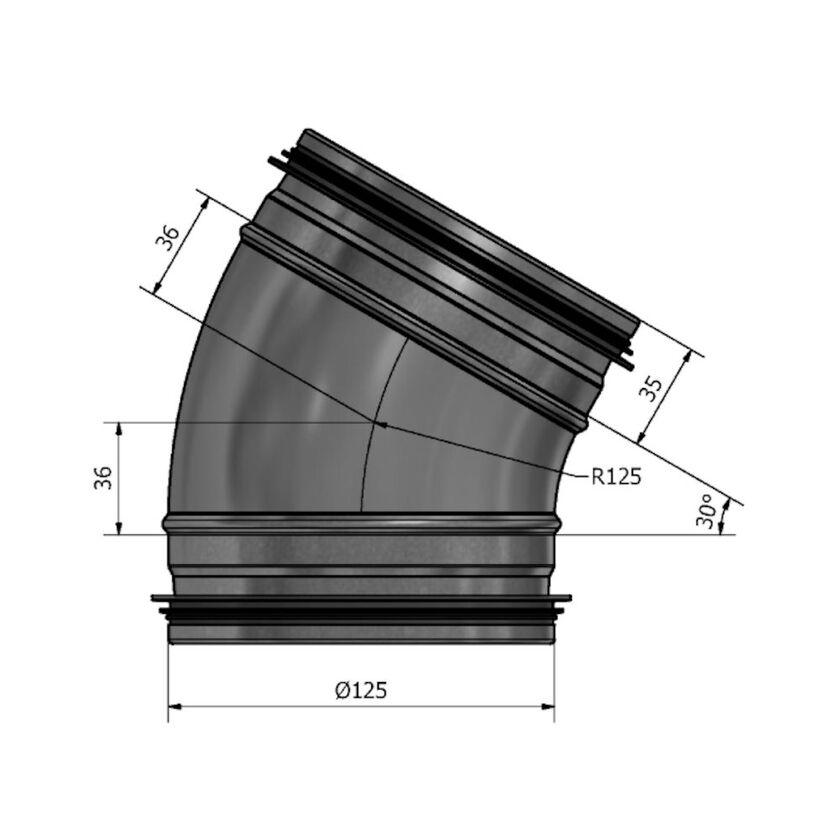 BÖJ 30 GRADER 125 MM