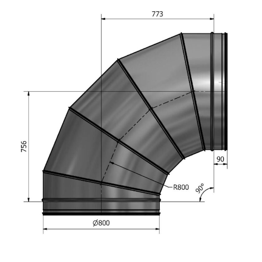 BÖJ HV 90° FZ 800 MM