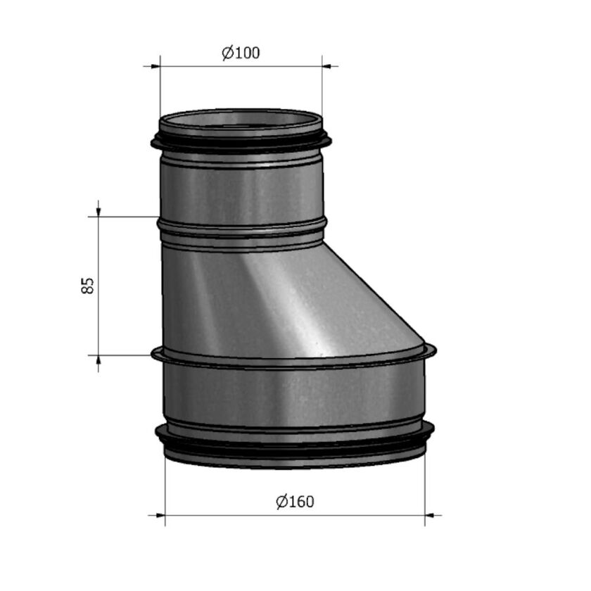 REDUKTION HFB NIPPEL-NIPPEL SF 1.4404 160-100 MM