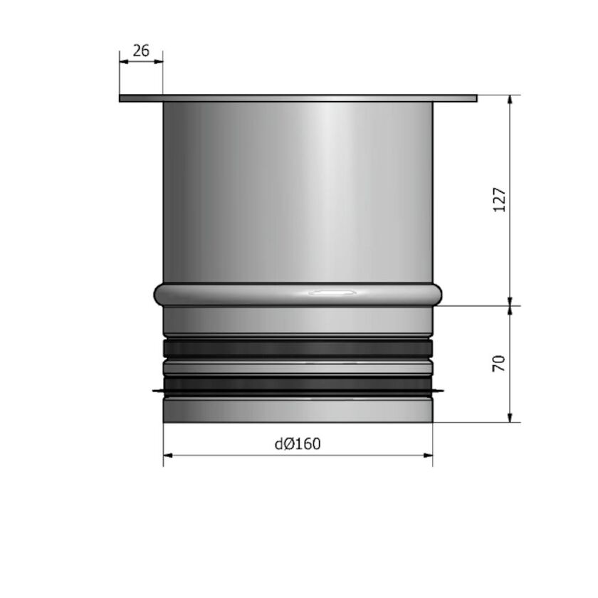 INLOPPSRÖR HSKFH HEAT NIPPEL FLÄNS 160 MM