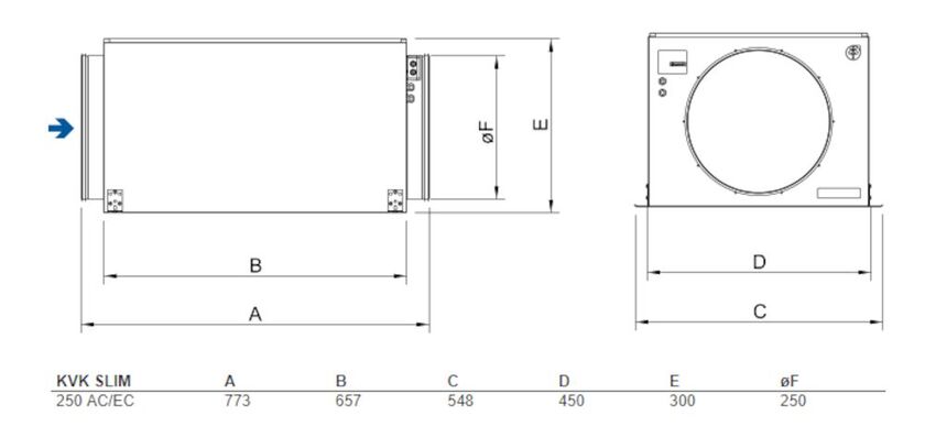 KANALFLÄKT KVK SLIM 250 AC 250 MM