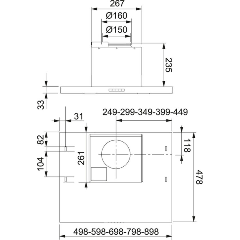 SPISFLÄKT 600 LED SVART 60 CM