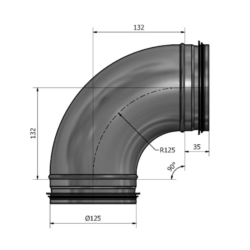 BÖJ HV 90° SF 1.4404 125 MM