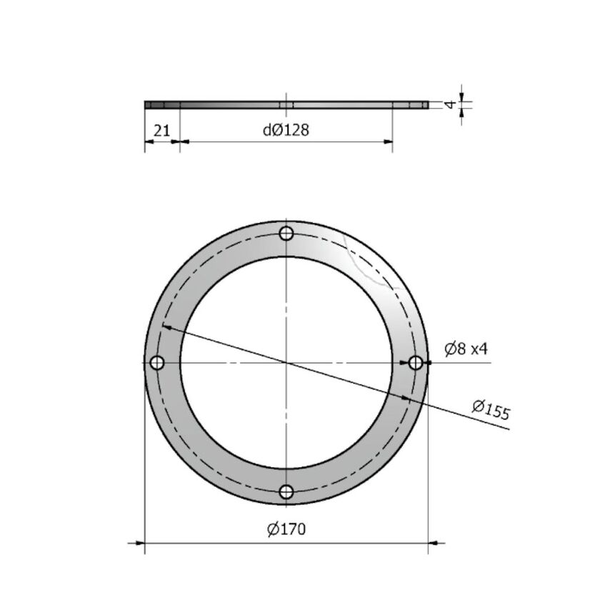 FLÄNS HFSH HEAT 128 MM NIPPELMÅTT
