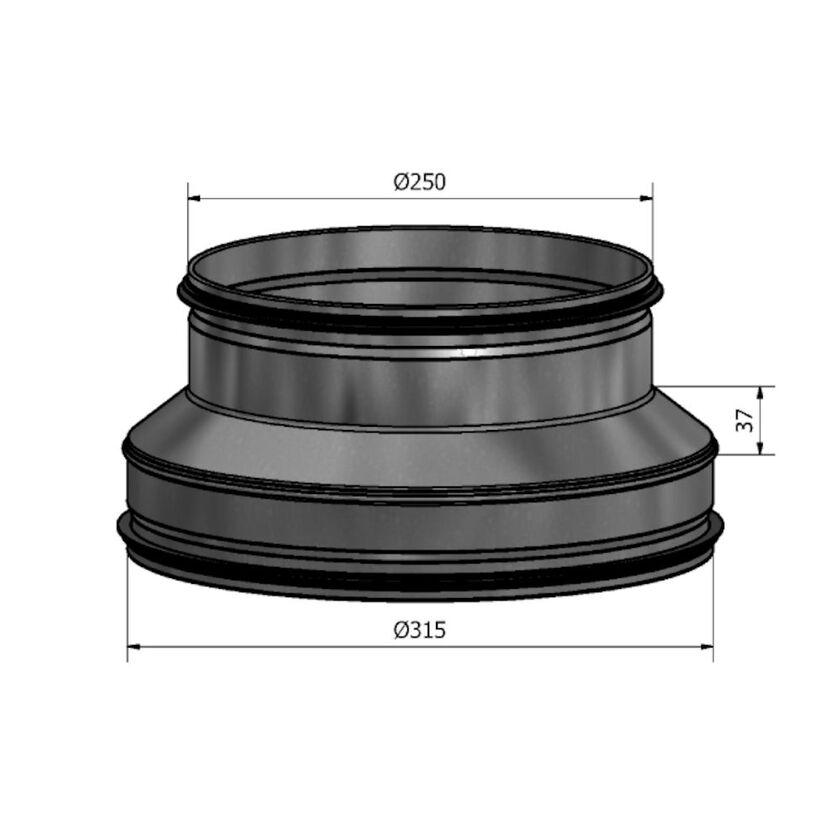 REDUKTION HFC NIPPEL-NIPPEL FZ 315-250 MM
