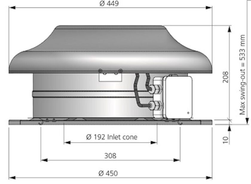 TAKFLÄKT TKC 400 C1 AC SVART