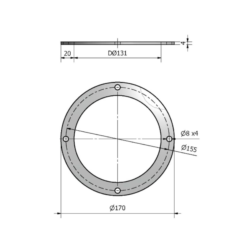 FLÄNS HFSMH HEAT 131 MM MUFFMÅTT